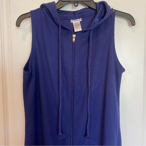NWOT Swim Coverup - Navy Blue Sleeveless Hooded Zipper Dress- Women’s Small